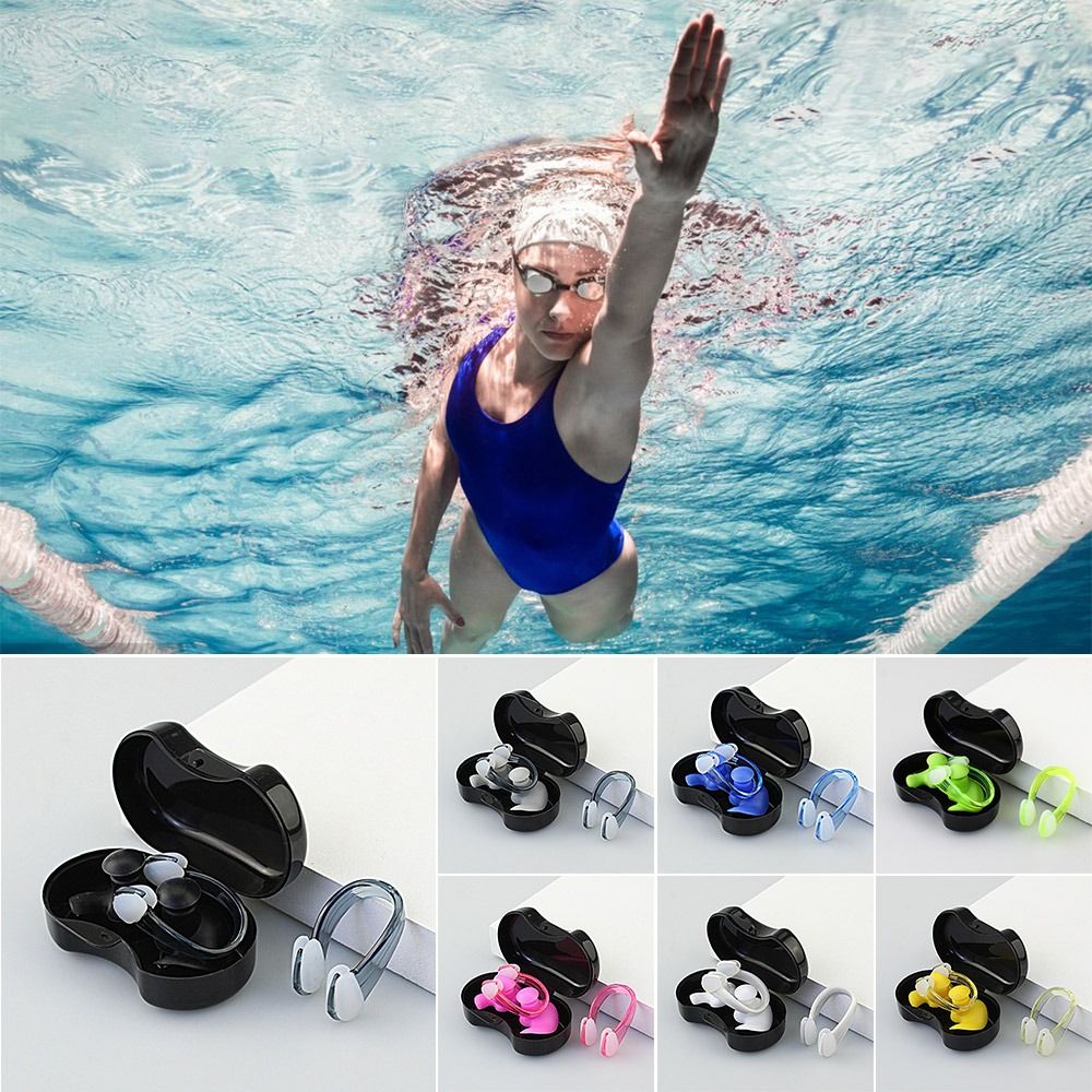 Aquatic Diving - ที่อุดหูแบบนิ่มชุดที่อุดหูสำหรับว่ายน้ำซิลิโคนหลากสีพร้อมเคสที่อุดหูป้องกันเสียงรบกวนสำหรับดำน้ำ/ท่อง/ว่ายน้ำ