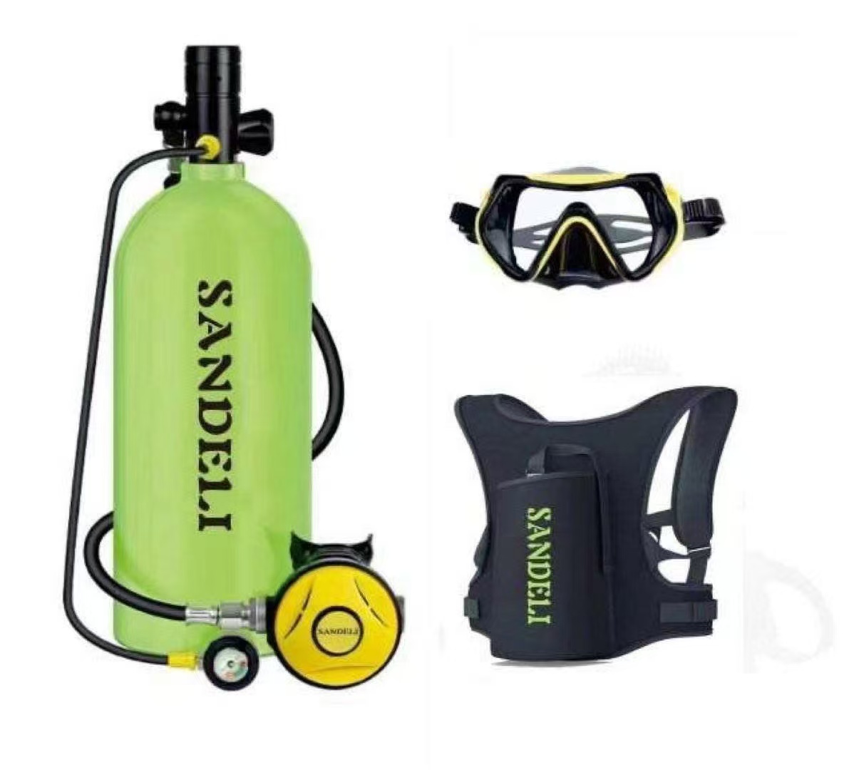 Aquatic Diving - ชุดอุปกรณ์ดำน้ำแบบครบชุดพร้อมหน้ากากเต็มหน้า ประกอบด้วยถังดำน้ำขนาด 4 ลิตร ผลิตโดยผู้ผลิต ใช้งานได้นาน