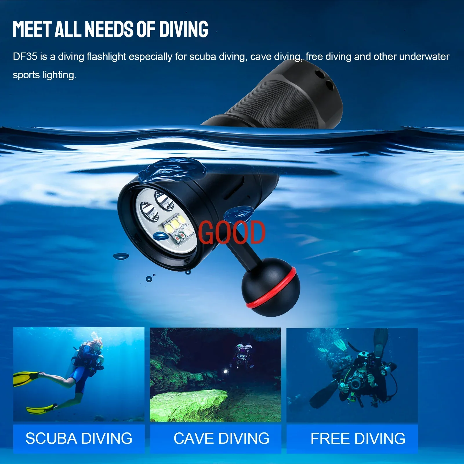 ไฟฉายดำน้ำ Trustfire DF35 2350 - Underwater Flashlight บทวิจารณ์และราคา