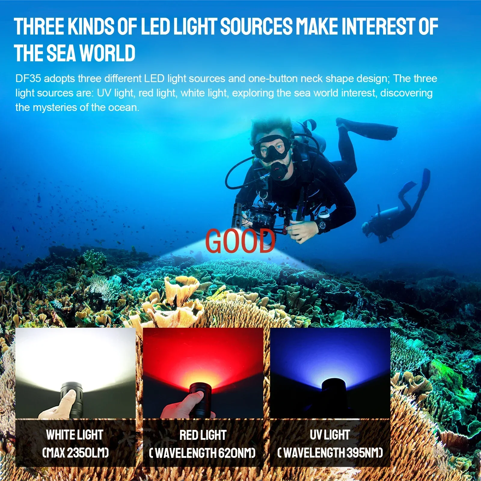 ไฟฉายดำน้ำ Trustfire DF35 2350 - Underwater Flashlight บทวิจารณ์และราคา