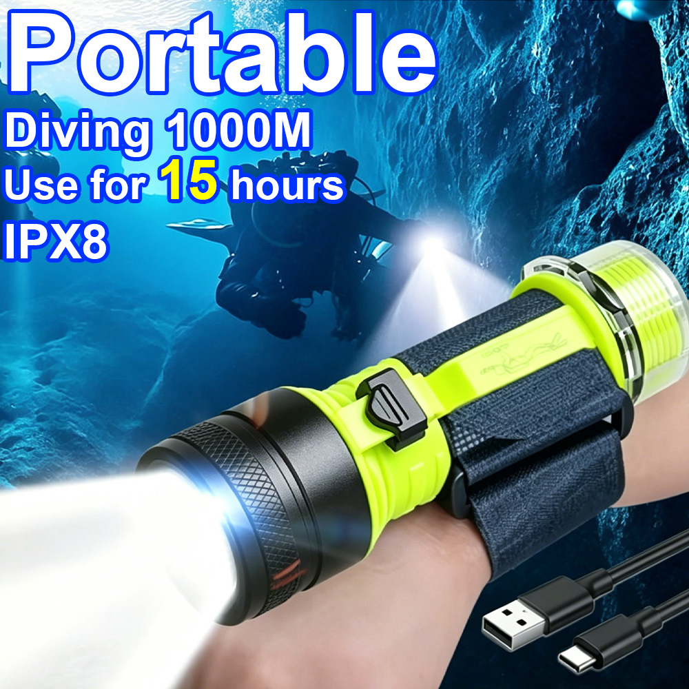 ใหม่แบบพกพา LED ไฟฉายดำน้ำมืออ - Underwater Flashlight บทวิจารณ์และราคา