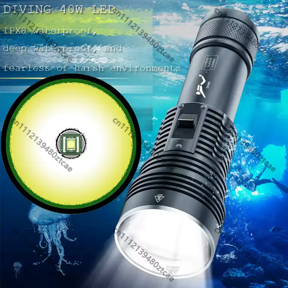 ไฟฉายดำน้ำเลเซอร์สีขาวกำลังสูง - Underwater Flashlight บทวิจารณ์และราคา