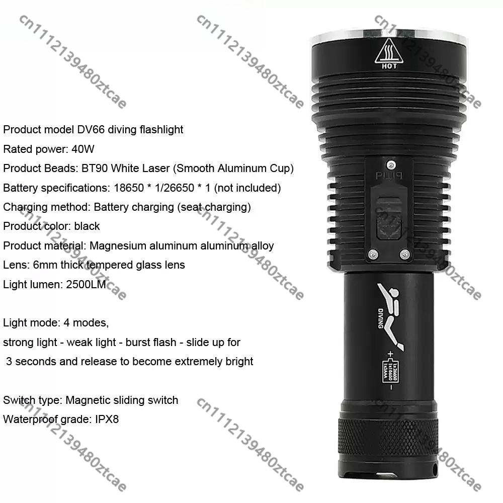 ไฟฉายดำน้ำเลเซอร์สีขาวกำลังสูง - Underwater Flashlight บทวิจารณ์และราคา